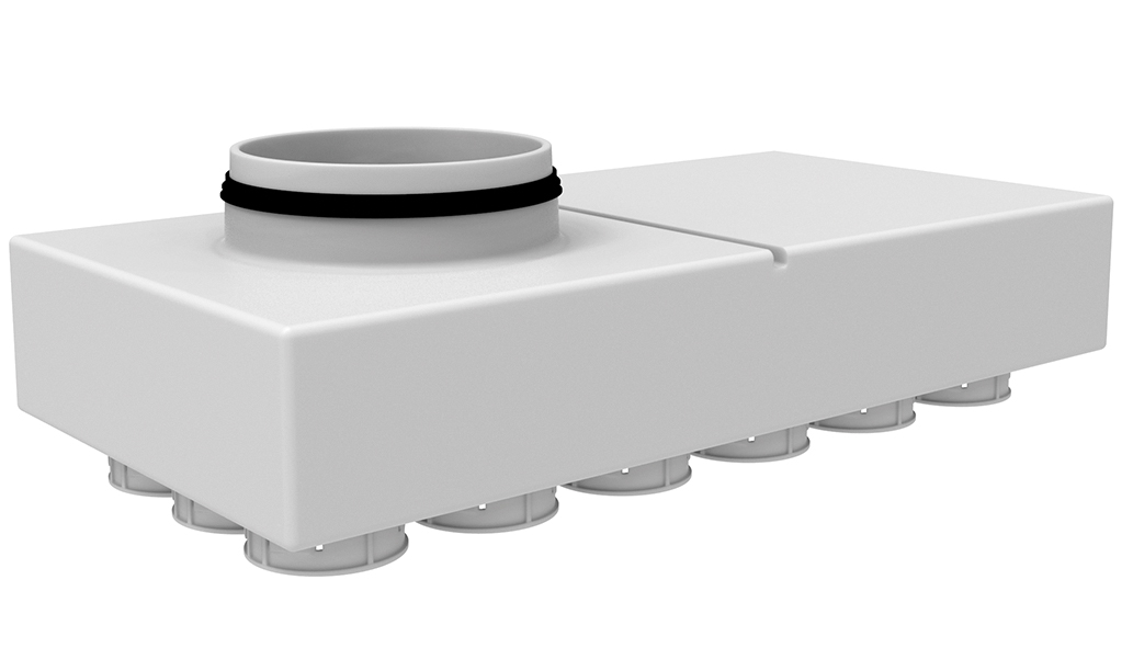 VHVBO 69 - Hoofdverdeelbox met onderaansluiting 18 x Ø69 mm